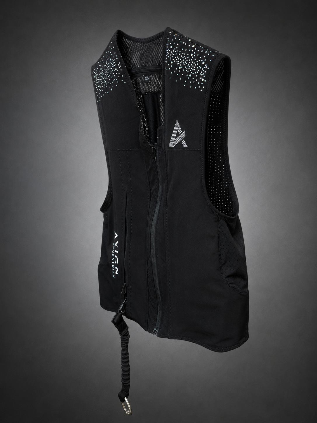 Chaleco airbag de equitación con cristales AURORA de AXION Equestrian – vista lateral