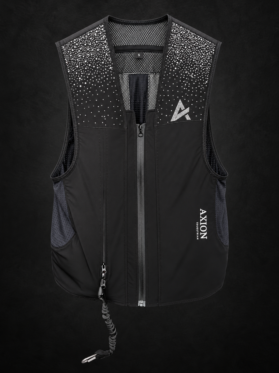 Chaleco airbag Crystal WATERFALL AXION Equestrian, vista frontal.