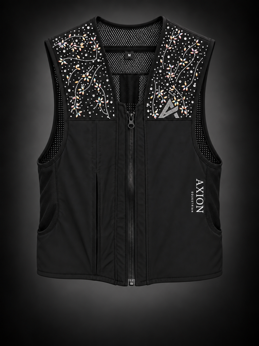 
Colete airbag Crystal FLOWER AXION Equestrian, vista de frente.