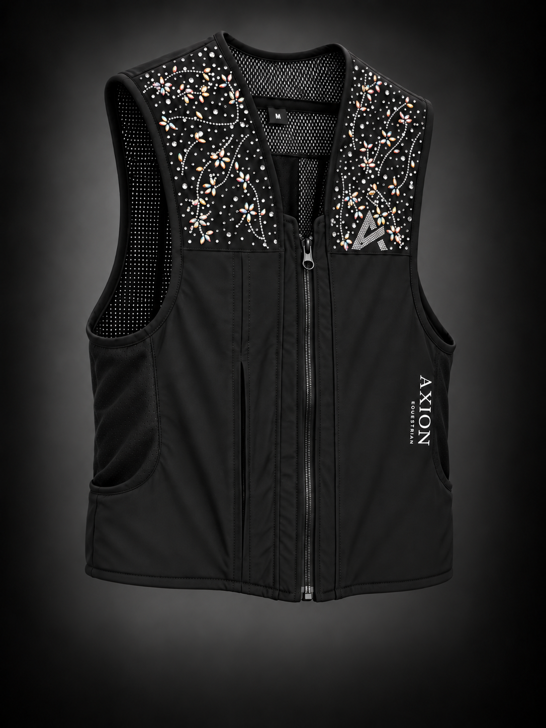 
Colete airbag Crystal FLOWER AXION Equestrian, vista a três quartos.