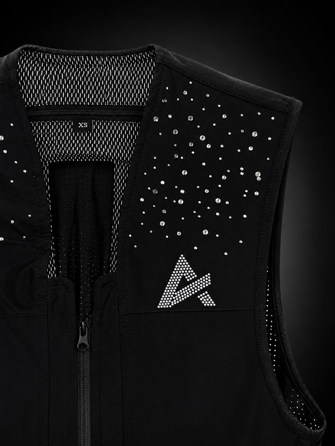 Détails cristaux effet flocons de neige sur Gilet Airbag SNOW AXION Equestrian