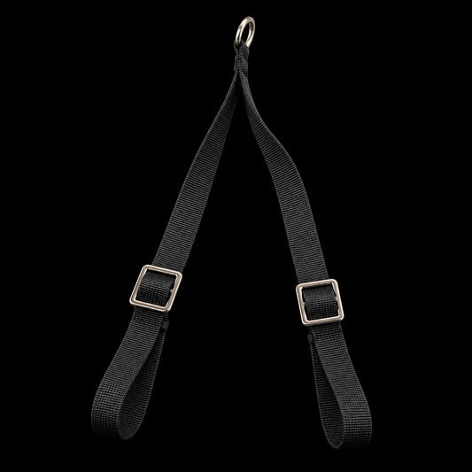 
Correa en Y AXION Equestrian negra con dos lazadas ajustables y anilla central.